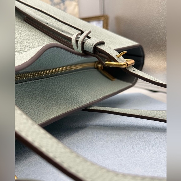 🆕 OROTON 🧿 NWOT Margot Medium Zip Tote Bag, Duck Egg Pebbled Leather - Picture 13 of 15